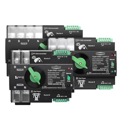 Din-schiene 2P 3P 4P 63A 100A 125A 230V Dual Power Automatische Übertragung Elektrische Wahlschalter Unterbrechungsfreie TOQ7(3P L N 220V-230V,63A) von GHOUNP