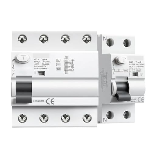 GYL9 Magnetischer B-Typ-FI-Schutzschalter Fehlerstromschutzschalter DC ELCB 2P 4P 40A 63A 30mA 100mA 300mA Typ B RCD Leckage 6KA(4 Pole,63A 30mA) von GHOUNP