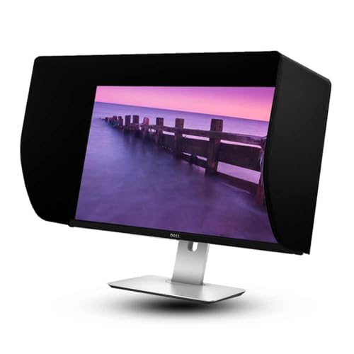 GHRERTX Monitorhaube aus Leder, Verstellbarer Monitorhauben-Sonnenschutz, allseitig abdeckende Display-Sonnenblende, geeignet for 19-32 Zoll Universalhauben Aller Marken(23in/24in) von GHRERTX