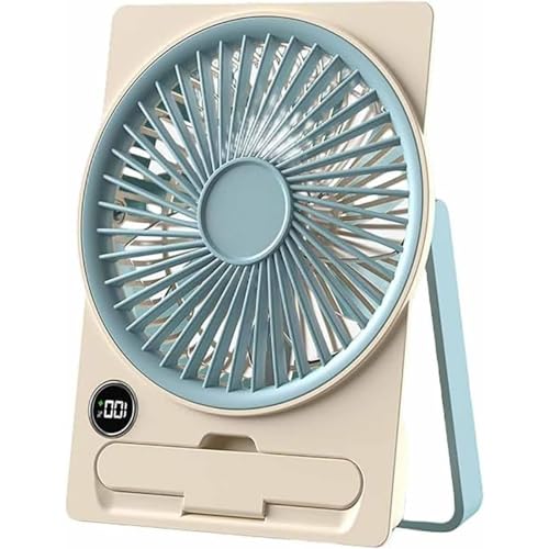 GHTRHSB Ultra Slim Card USB Wiederaufladbarer Mini Ventilator, Mini Tragbarer Ventilator Wiederaufladbar Ultra Leise Kleine Lüfter 2025 Tragbare Lüfter mit Telefonhalter (Blau) von GHTRHSB