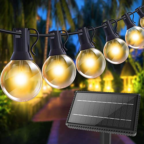 GHUSTAR Solar Lichterkette Aussen Glühbirnen- 15M Lichterkette Außen Solar Wetterfest mit 25+2 G40 LED IP65 Wasserdich 4 Modi Outdoor Solarlichterkette für Balkon Garten Hochzeit Deko Camping von GHUSTAR