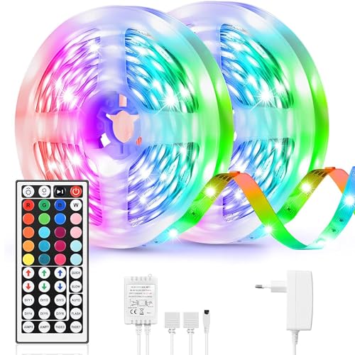 Led Strip 15m,RGB LED Streifen Farbwechsel Led Lichterkette mit Fernbedienung Leiste Band für Zuhause Schlafzimmer TV Haus Schrankdeko Küche Party von GHUSTAR