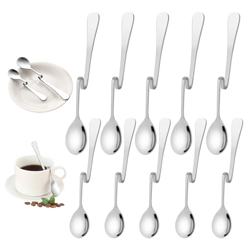 10 Stück Kaffeelöffel Edelstahl, Schwer Honiglöffel Edelstahl mit Knick, Marmeladenlöffel Zum Einhängen, Spiral Hängender Rührlöffel Marmelade Löffel für Sirup, Joghurt, Melasse-Honiglöffel von GHVACZS