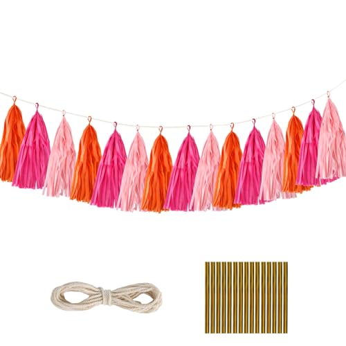 15 Stück Quasten Girlande, Rosa Quaste Girlande mit Schnur 3 Meters, Seidenpapier Tassel Girlanden für Baby Dusche Deko,Geburtstag,Hochzeit Party Dekoration 15 Stück Quasten Girlande, Rosa Quaste Girlande mit Schnur 3 Meters, Seidenpapier Tassel Girlanden für Baby Dusche Deko,Geburtstag,Hochzeit Party Dekoration von GHVACZS