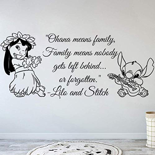 Wandaufkleber Kunst Dekor Aufkleber Ohana Familie Zitat Kindergarten Inspiriert Wandtattoo Lilo Stich Ohana Bedeutet Familie Vinyl Aufkleber 56X28Cm von GHVBNQ