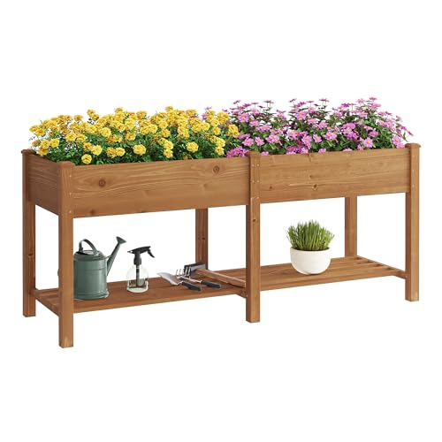 GHWIE Hochbeet mit Regal, Hochbeet aus Holz mit Füßen, Pflanzkasten für Garten, Terrasse, Balkon GHWIE Hochbeet mit Regal, Hochbeet aus Holz mit Füßen, Pflanzkasten für Garten, Terrasse, Balkon von GHWIE