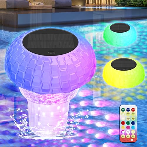 GHWMYD Dosierschwimmer Pool mit Solar Lichter, Schiffchen Schwimmender Chlorspender mit Fernbedienung, Tastersteuerung Pool Chlor Dosierer groß Für Alle Tabs Und Chlortabletten, Einstellbare Freigabe von GHWMYD