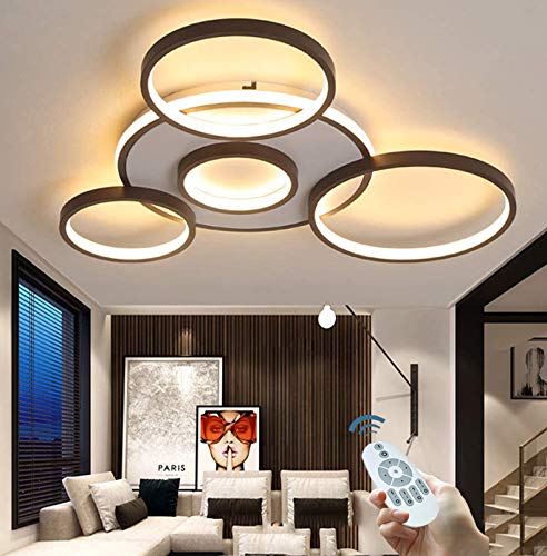 Deckenleuchte LED Modern Groß Wohnzimmerlampe Dimmbar Fernbedienung Deckenlampe Ring Design Decke Schlafzimmerlampe Deckenlicht Acryl Lampenschirm Esszimmer Küche Leuchte Büro Pendelleuchte,5 heads von GHY