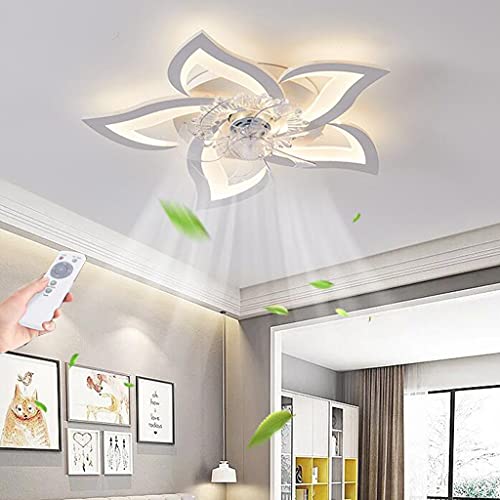 Deckenventilator mit Beleuchtung Modern LED Dimmbar Deckenbeleuchtung mit Ventilator Kreativer 5 Lichter Design Kinderzimmer Leiser Kronleuchter für Schlafzimmer Küche Esszimmer Lampen (69cm, Weiß) von GHY