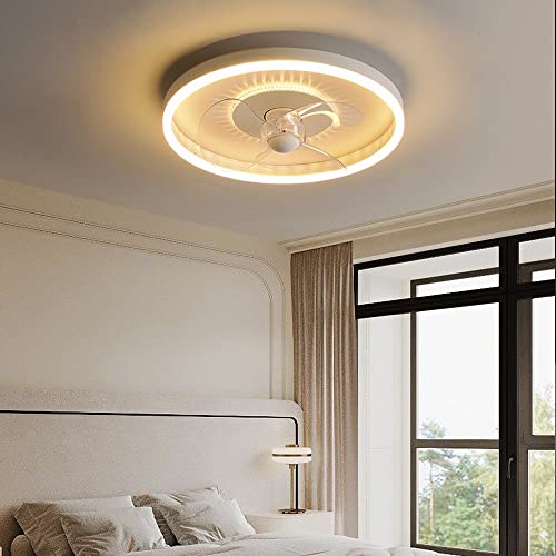 GHY Deckenventilator Mit Beleuchtung, Fan Ventilator LED Licht, Einstellbare Windgeschwindigkeit, 80W Moderne Led Deckenlampe Für Schlafzimmer Wohnzimmer Esszimmer,Grau von GHY