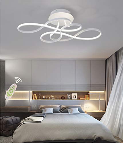 GHY LED Dimmbar Deckenleuchte Modern Wohnzimmerlampe Creative Aluminium Acryl Design Lampe Decke Fixture Beleuchtung Innen Dekorative Deckenbeleuchtung Für Schlafzimmer Küche Büro,Weiß,70x40cm/110W von GHY