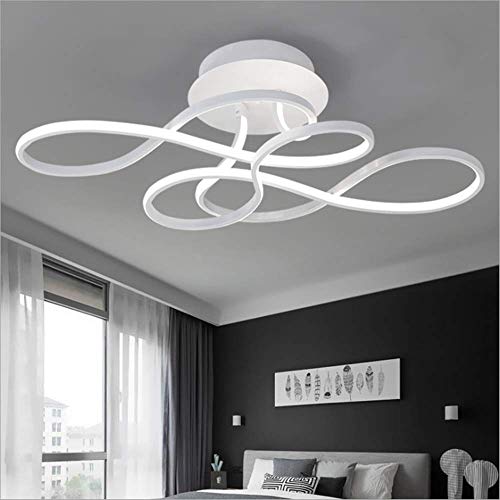 GHY LED Dimmbar Deckenleuchte Modern Wohnzimmerlampe Creative Aluminium Acryl Design Lampe Decke Fixture Beleuchtung Innen Dekorative Deckenbeleuchtung Für Schlafzimmer Küche Büro,Weiß,70x40cm/110W von GHY