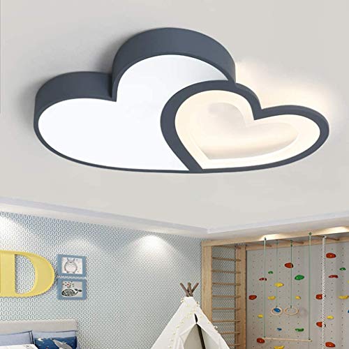 GHY LED Kinder Deckenleuchte Cartoon Lampe Kinderzimmerlampe Design Herzform Acryl Eisenkunst Lampeschirm Deckenlampe Zimmer Schlafzimmer Jungen Mädchen Kronleuchter,Blau,55cm von GHY