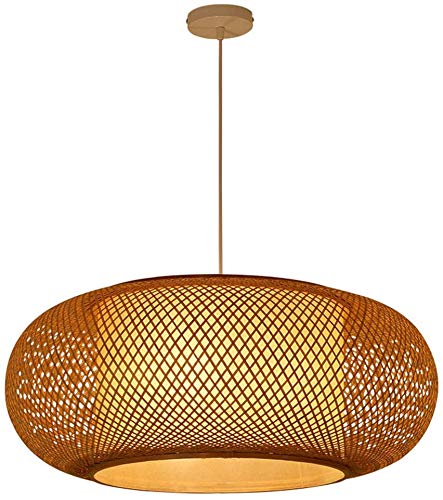 GHY Retro Stil Laterne Pendelleuchte, Bambus Lampenschirm Deckenleuchte, Schlafzimmer Wohnzimmer Decke Kronleuchter Teehaus Esszimmer Bambus Lampe Bar Cafe Club Einzelkopf Hängelampe,Braun,40cm von GHY