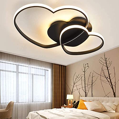 LED Deckenleuchte Modern Liebe Herz Design Deckenlampe Warme Romantische Dimmbar Fernbedienung Kronleuchter Acryl Schirm Deckenlicht Wohnzimmerlampe Esszimmer Schlafzimmer Küchen Flur Lampen,Schwarz von GHY