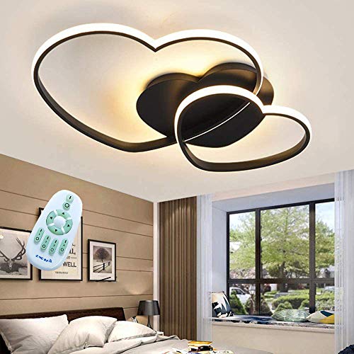 LED Deckenleuchte Modern Liebe Herz Design Deckenlampe Warme Romantische Dimmbar Fernbedienung Kronleuchter Acryl Schirm Deckenlicht Wohnzimmerlampe Esszimmer Schlafzimmer Küchen Flur Lampen,Schwarz von GHY