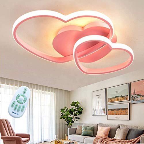 LED Deckenleuchte Modern Liebe Herz Design Deckenlampe Warme Romantische Dimmbar Mit Fernbedienung Kronleuchter Acryl Schirm Deckenlicht Wohnzimmerlampe Esszimmer Schlafzimmer Küchen Flur Lampen,Rosa von GHY