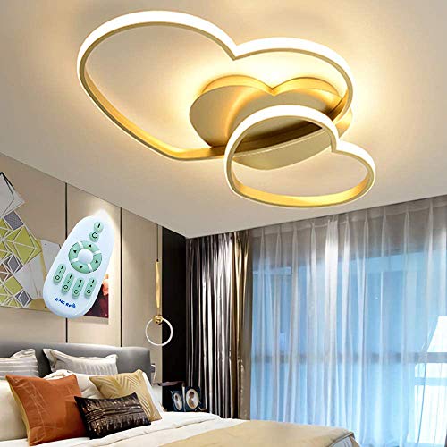 LED Deckenleuchte Modern Liebe Herz Design Deckenlampe Warme Romantische Dimmbar Mit Fernbedienung Kronleuchter Acryl Schirm Deckenlicht Wohnzimmerlampe Esszimmer Schlafzimmer Küchen Flur Lampen,Gold von GHY