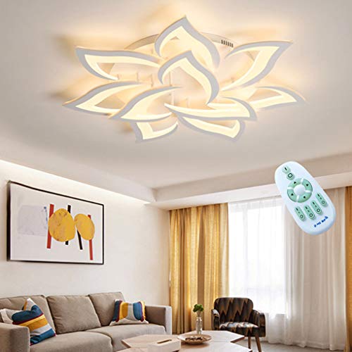 LED Deckenleuchte Modern Wohnzimmerlampe Kreative Blumenform Design Deckenlampe Dimmbar Mit Fernbedienung Metall Acryl Blütenblätter Hängeleuchte Schlafzimmer Kinderzimmer Innenraum Lampe,10 heads von GHY