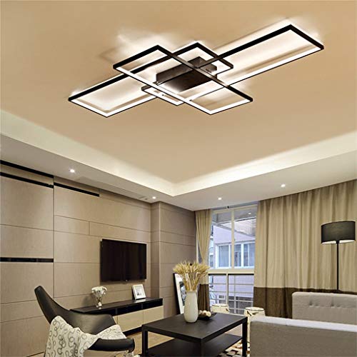 GHY LED-Deckenleuchte Wohnzimmer Lampe Design Rechteckige Deckenlampe Metall Acryl Küche Schlafzimmer Energiesparende Dekorative Beleuchtung,Schwarz,140 * 80CM/115W von GHY