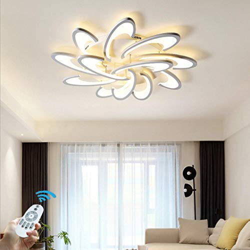 LED Dimmbar Deckenleuchte Modern Wohnzimmerlampe Mit Fernbedienung Warmweiß/Neutralweiß/Kaltweiß Innen Dekorative Deckenbeleuchtung Wohnzimmer, Schlafzimmer, Küche Und Büro ,Weiß,12 HEADS/Ø100CM/118W von GHY