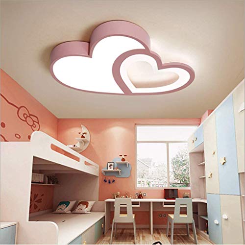 LED Kinder Deckenleuchte Cartoon Lampe Kinderzimmerlampe Design Acryl Lampeschirm Deckenlampe Für Zimmer Schlafzimmer Dimmbar 3000-6500K Mit Fernbedienung Jungen Mädchen Kronleuchter,Rosa,55cm/38W von GHY