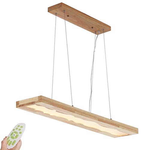 LED Pendelleuchte Esstisch verstellbare Hängelampe Holz rustikal dimmbar mit den Fernbedienung Rechteckige pendellampe höhenverstellbar Hängelampe esszimmer Arbeitszimmer Wohnzimmer Küche 3000-6500 von GHY