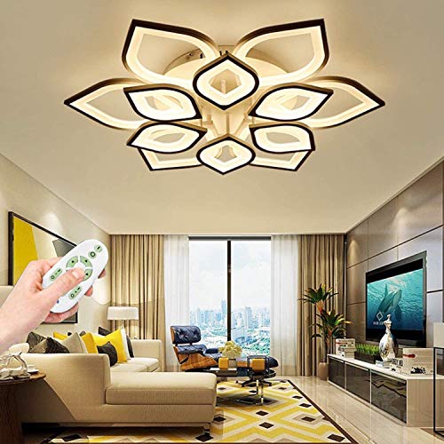 Moderne LED Deckenleuchte Wohnzimmerleuchten Kreative Neue Blume Kronleuchter Dimmbare Fernbedienung Deckenlampe Esszimmer Küche Schlafzimmer Büro Dekoration Deckenlicht Hause Leuchte,Weiß,6+6heads von GHY