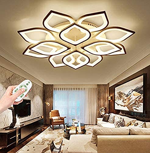 Moderne LED Deckenleuchte Wohnzimmerleuchten Kreative Neue Blume Kronleuchter Dimmbare Fernbedienung Deckenlampe Esszimmer Küche Schlafzimmer Büro Dekoration Deckenlicht Hause Leuchte,Weiß,4+8heads von GHY