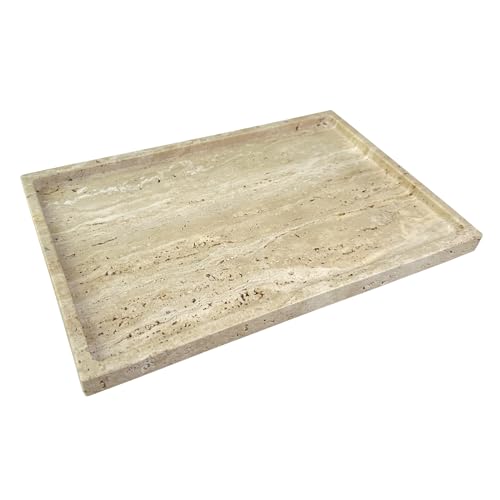 GHYFGD Tablett aus echtem natürlichem Travertin, echtes Marmorstein-Tablett für Couchtisch/Badezimmer/Schminktisch, beige Travertin, 30,5 x 20,3 cm GHYFGD Tablett aus echtem natürlichem Travertin, echtes Marmorstein-Tablett für Couchtisch/Badezimmer/Schminktisch, beige Travertin, 30,5 x 20,3 cm von GHYFGD