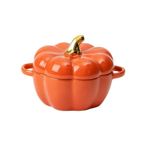 GHYJPAJK Ofenfeste Kürbis-Schalen, Kürbis-Schalen, Auflaufförmchen mit Deckel, Kürbis-Topf, Halloween-Süßigkeitenschale, Kürbis-Suppenschalen für Zuhause, Erntedankfest, Halloween-Party (orange) von GHYJPAJK