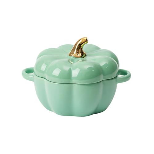 GHYJPAJK Ofenfeste Kürbis-Schalen, Kürbis-Schalen mit Deckel, Kürbis-Topf, Halloween-Süßigkeitenschale, Kürbis-Suppenschalen für Zuhause, Thanksgiving, Halloween-Party, 425 ml, Grün von GHYJPAJK
