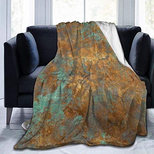 GHYUIPP Wohn-Kuscheldecken,Superweiche, Bequeme, belüftende, warme Decke Orange Kupfer Vintage Bronze Rost Patina Wandmuster Ultra-Soft Micro Fleece Decke Sofa Reise Bettwäsche Decke-As_Pic_80x60Inch von GHYUIPP