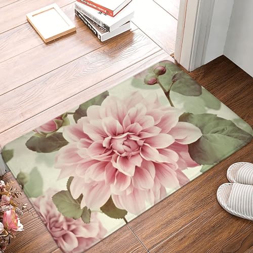 Rutschfeste Fußmatte mit schöner Vintage-Blume, waschbar, Flanell, weiche Teppiche, saugfähig, für drinnen und draußen, Eingangsmatten für Schlafzimmer, Küche, Veranda, 40,6 x 61 cm Rutschfeste Fußmatte mit schöner Vintage-Blume, waschbar, Flanell, weiche Teppiche, saugfähig, für drinnen und draußen, Eingangsmatten für Schlafzimmer, Küche, Veranda, 40,6 x 61 cm von GHZWACKJ
