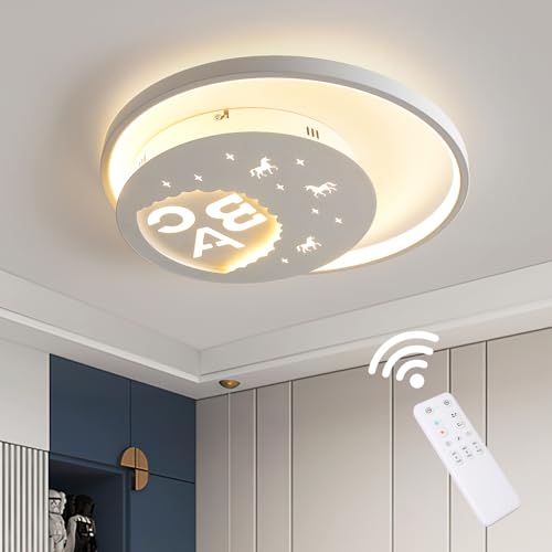 GHiycotdl Deckenlampe kinderzimmer,Dimmbar Stern Alphabet kinderzimmer lampe decke,40cm Deckenleuchte Mit Fernbedienung Für Wohnzimmer Schlafzimmer Flur Und Kinderzimmer von GHiycotdl