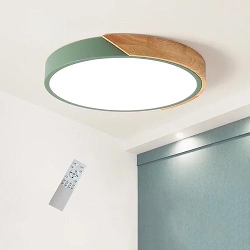 GHiycotdl Led Deckenleuchte Holz,40CM Dimmbare spülung Deckenlampe Holz,Leuchte Decke für Wohnzimmer Schlafzimmer Küche Lounge Flur (Grün 40CM) von GHiycotdl