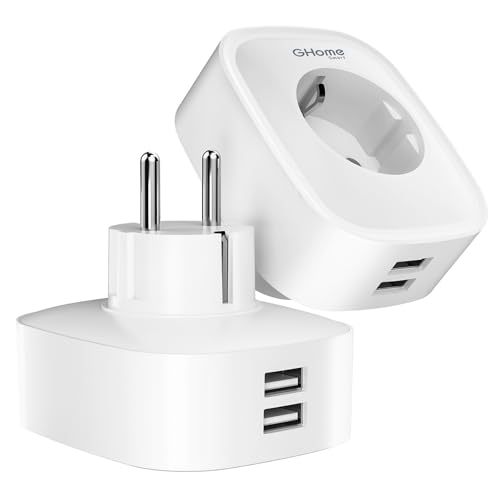 GHome Smart Steckdose mit USB 16A,2er Pack Alexa Steckdose misst den Stromverbrauch,WLAN Steckdose Funktionieren mit Alexa, Google Home,Wifi Smart Plug mit Fernsteuerung, Sprachsteuerung und Zeitplan GHome Smart Steckdose mit USB 16A,2er Pack Alexa Steckdose misst den Stromverbrauch,WLAN Steckdose Funktionieren mit Alexa, Google Home,Wifi Smart Plug mit Fernsteuerung, Sprachsteuerung und Zeitplan von GHome Smart