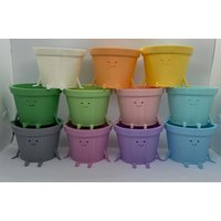 Glücklichste Pflanzer in Pastell Kawaii Blumentopf, Übertopf Mit Gesicht, Sukkulenten-Übertopf, Indoor-Übertopf, Große Und Extra Größe von GI3DPrints