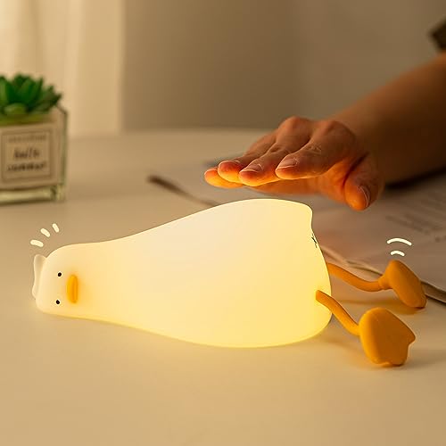 GIACOMO Nachtlicht Kinder Enten Lampe, Led Silikon Nachtlicht Ente Nachttischlampe, USB Wiederaufladbar, Mit Timer Dimmbar Touch Kinderbett Nachtlicht, Kinder Schlafzimmer Dekor Kinder Geschenke von GIACOMO