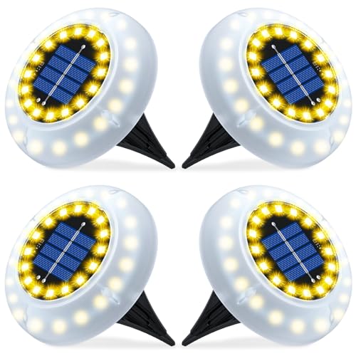 GIACOMO Solar Bodenleuchte Aussen 30LED, 4 Stück Garten Solarleuchten für Außen, IP65 Wasserdicht Warmweiß Solar Gartenleuchten Außenleuchte, Solarlampen für Garten, Rasen, Gehweg, Patio, Auffahrt von GIACOMO