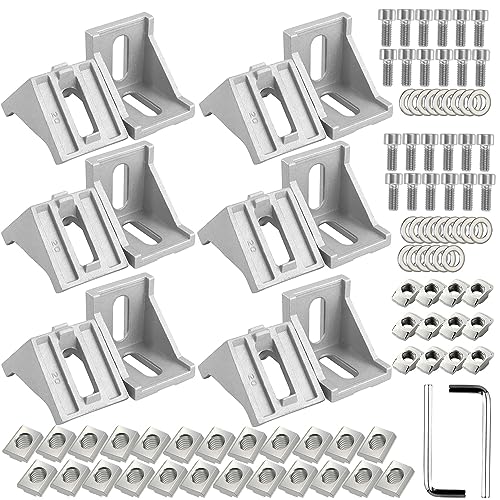 Eckwinkel 40 x 40 Aluprofil Eckverbinder 12 x Winkel aus Aluminium Nut Winkel Befestigungsmaterial Aluprofil für Strebenprofil, 3D-Drucker, CNC-Router, DIY-Projekte von GIAK