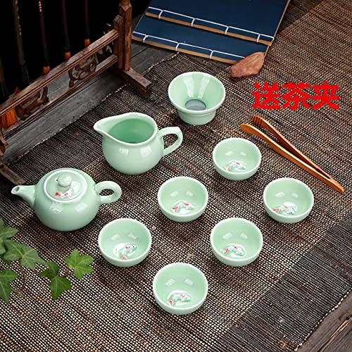 Celadon Fisch-Tee Set Keramikkocher Keramik Gaiwan Teetasse Fische Chinesische Kung Fu Teekanne Getränkewaren Für Freund von GIAMA