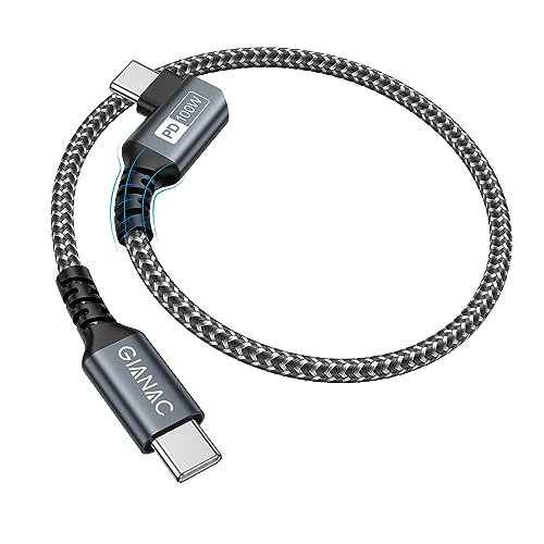 100W USB C auf USB C Kabel Kurz 0.3M,90 Grad Schnellladekabel USB C PD 5A USB Typ C Ladekabel mit E-Mark Chip für iPhone 15 LadekabelMacbook Pro;MacBook Air;iPad Pro;Samsung Galaxy;Huawei von GIANAC