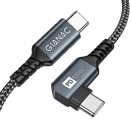 100W USB C auf USB C Kabel 1M,90 Grad Schnellladekabel PD 5A USB Typ C Ladekabel mit E-Mark Chip für Macbook Pro;MacBook Air;iPad Pro;Samsung Galaxy;Huawei;ChromeBook Pixel;Tablet Google von GIANAC