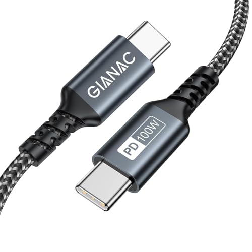 100W USB C auf USB C Kabel [2M] Schnellladekabel USB C PD 3.0 5A USB C Ladekabel mit iPhone 15 Pro Max iPro 2020, iPad Air 2020, Samsung Galaxy S21/S20/S10,MacBook Air M2 von GIANAC