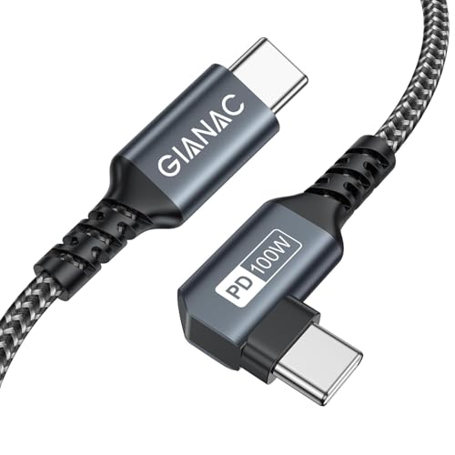 GIANAC 100W USB C auf USB C Kabel 2M,90 Grad Schnellladekabel USB C PD 5A USB Typ C Ladekabel mit E-Mark Chip für Macbook Pro;MacBook Air;iPad Pro;Samsung Galaxy;Huawei Google;lightning von GIANAC