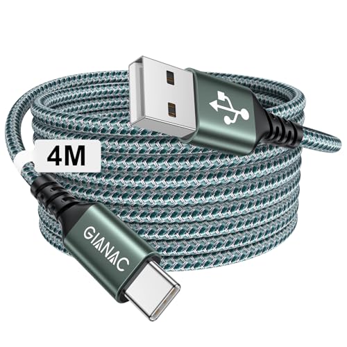 GIANAC USB C Kabel 4M, Ladekabel USB C 3.1A schnellladekabel USB C und Datenkabel für Samsung Galaxy S22 S21 S20 S10 S9 S8 Plus, A54 A53 A52 A34 A33 A23, Redmi,Google Pixel GIANAC USB C Kabel 4M, Ladekabel USB C 3.1A schnellladekabel USB C und Datenkabel für Samsung Galaxy S22 S21 S20 S10 S9 S8 Plus, A54 A53 A52 A34 A33 A23, Redmi,Google Pixel von GIANAC