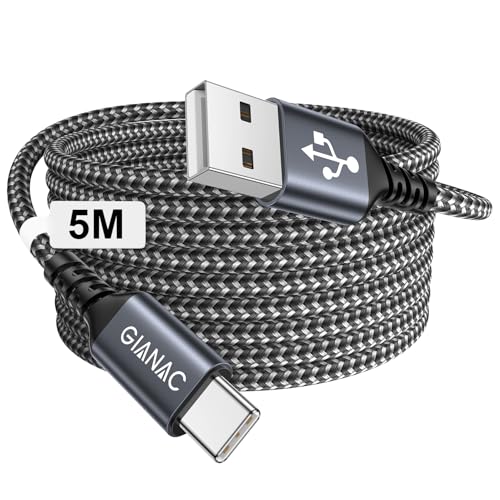GIANAC USB C Kabel 5M Lang Schnellladekabel 3.1A USB C Ladekabel und Datenkabel für iPhone 16 15 Pro,Samsung Galaxy S24 S23 S22 S21 S20,Huawei P40/P30/P20,Google Pixel,Sony Xperia GIANAC USB C Kabel 5M Lang Schnellladekabel 3.1A USB C Ladekabel und Datenkabel für iPhone 16 15 Pro,Samsung Galaxy S24 S23 S22 S21 S20,Huawei P40/P30/P20,Google Pixel,Sony Xperia von GIANAC