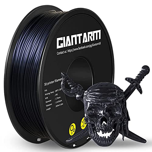 GIANTARM Silk PLA Filament 1.75mm, 3D Drucker Filament PLA 1kg Spule, Silk Schwarz von GIANTARM