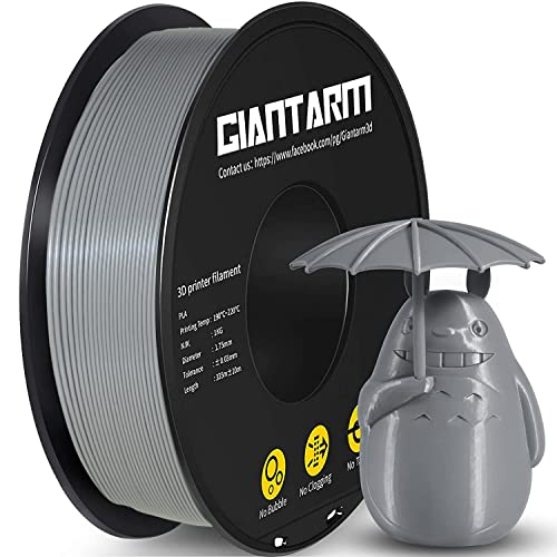 GIANTARM PLA Filament 1.75mm,3D Drucker Filament PLA 1kg,MaBgenauigkeit +/- 0,02mm,3D-Druckmaterialien,PLA Grau von GIANTARM